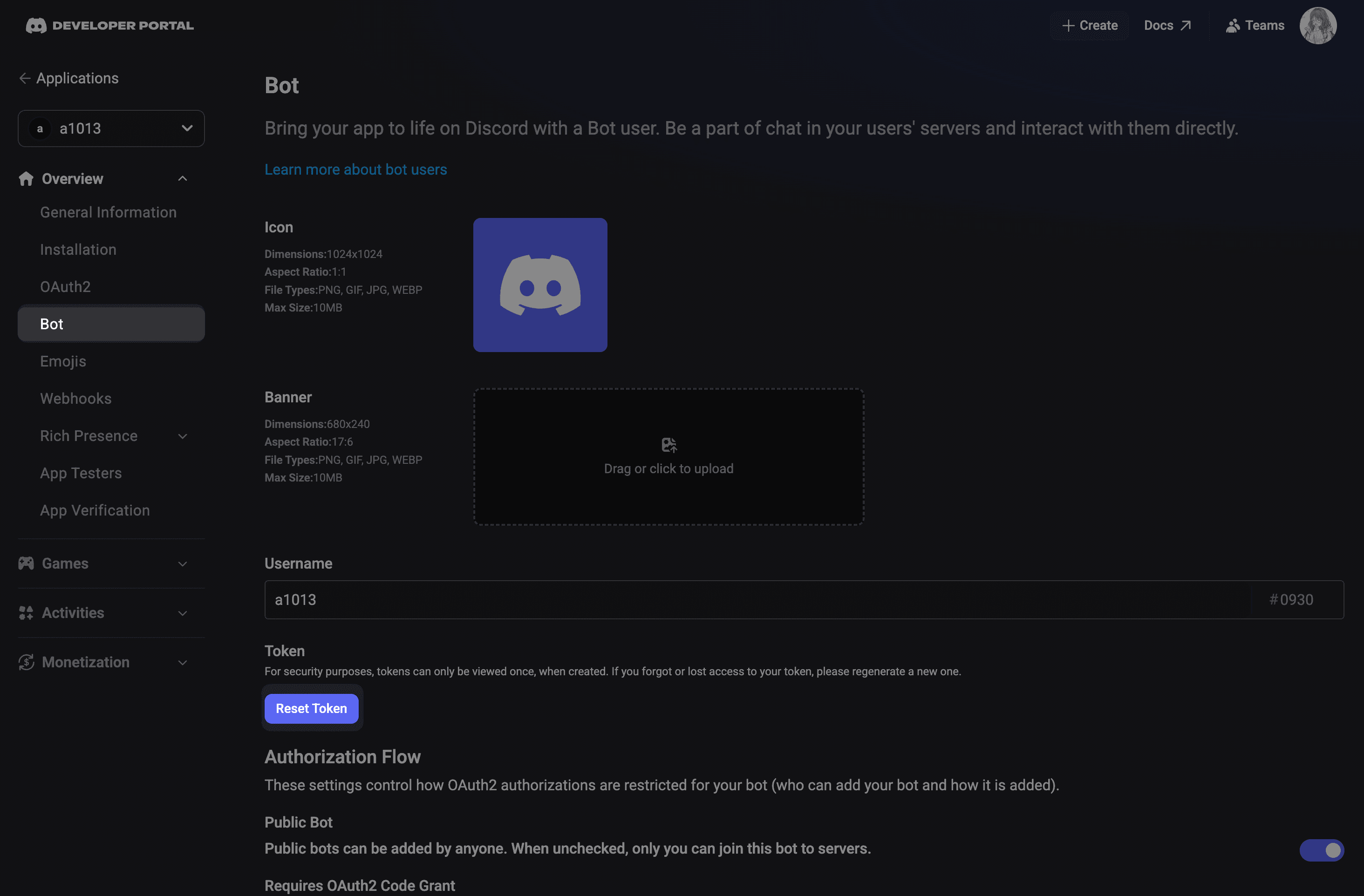 Reset Token